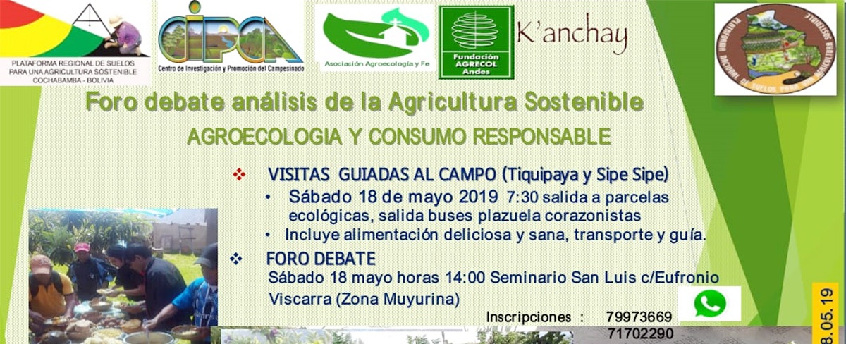 En Cochabamba productores y consumidores debatirán sobre agricultura sostenible con enfoque agroecológico y consumo responsable