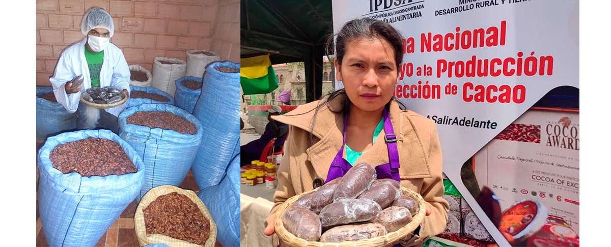 Jóvenes promocionan productos del Norte Amazónico de Bolivia en la Feria del Cacao y Frutos Amazónicos.